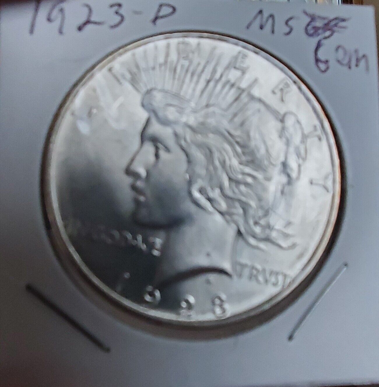 1923-D Recommendation SILVER PEACE DOLLAR - BLAST GEM WHITE UNCIRCULATED Japan Maker New