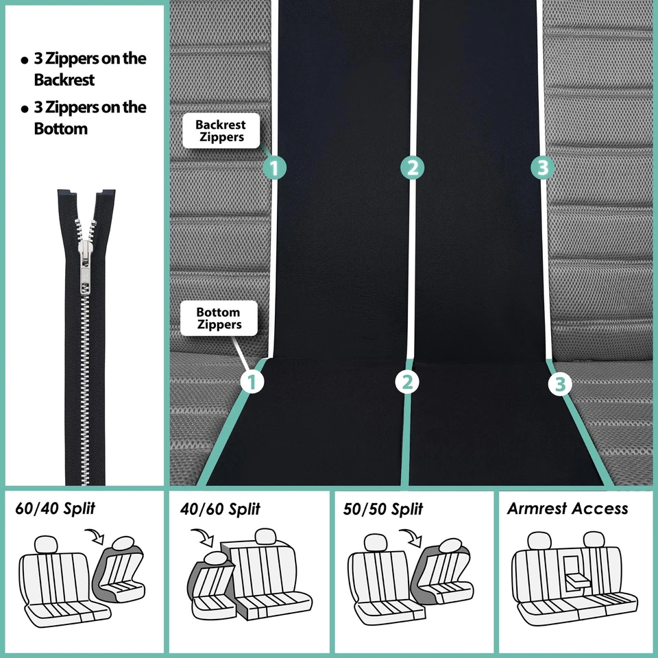 FH Group Universal Fit 8 Plazas Malla 3D Cubiertas de Asiento de Coche SUV Furgoneta Camión - 3 Filas Foto 4 de 4