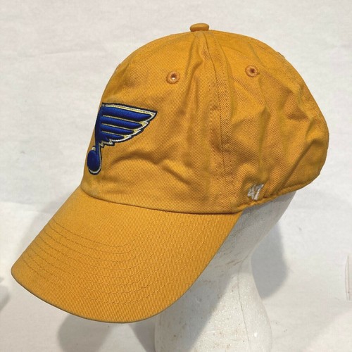 St. LOUIS BLUES GO BLUES! Baseball Cap Yellow Canvas Adjustable Buckle Back OS - Picture 2 of 4