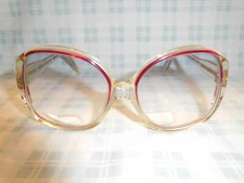 Vintage Pietro Farina Oversize Round Clear/Red 70s 80s Eyeglass Sunglasses Frame