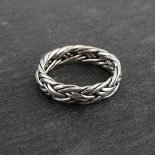Braided Rope Ring Band - 925 Sterling Silver  Unisex Sizes 8-17 Gift Men 5mm 