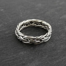Braided Rope Ring Band - 925 Sterling Silver  Unisex Sizes 8-17 Gift Men 5mm 