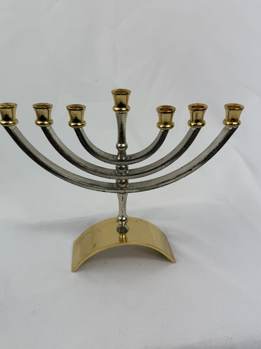 Karshi Menorah 24 Karat Gold and Silver Plated Jerusalem - 6.5"W x 6"H - Picture 5 of 13