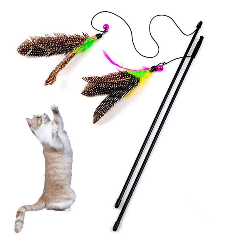 1Pc Pet Cat Toys Teaser Plastic Stick Cute Design Colorful Bird