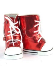 Metallic Red High Tops Sneakers Boots fit American Girl Size Doll