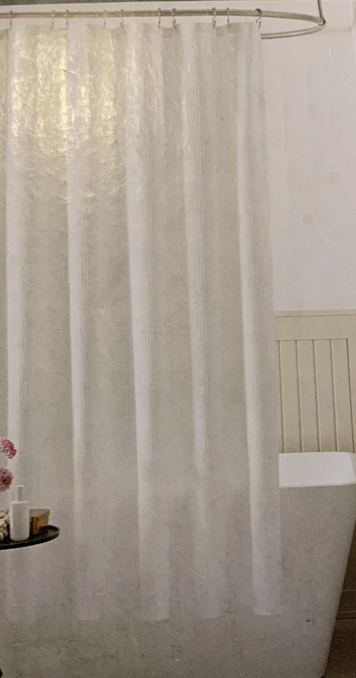 🧷 CORTINA DE DUCHA CON INSERCIÓN DE GOFRE DE UMBRAL, BLANCA 72”x72”🆕 Foto 3 de 3