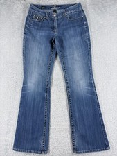 Premium Denim Pants Women 8 Blue Jeans Lydia Bootcut Bling Mid Rise Cotton 28x31