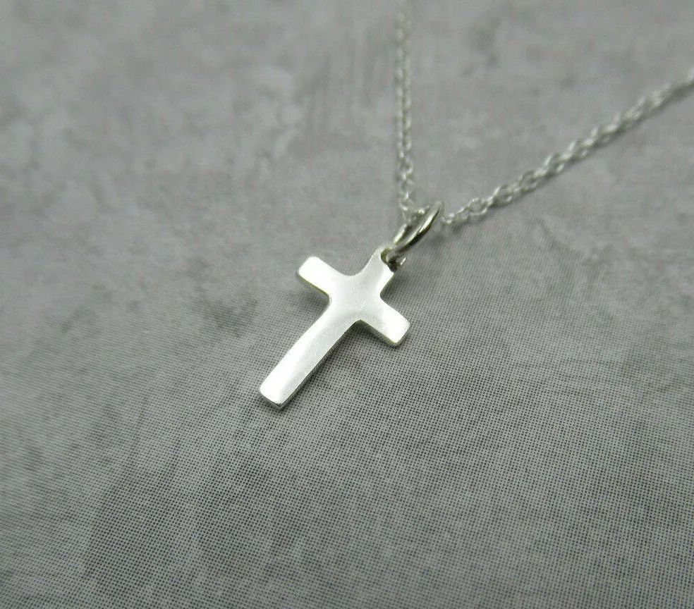 Simple Cross Necklace 925 Sterling Silver Minimalist Christian