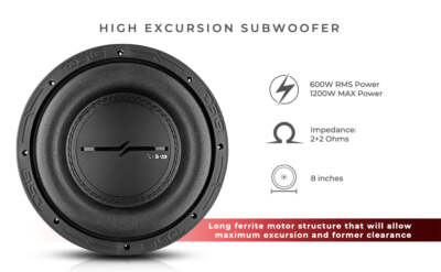 DS18 ZXI8.2D Car Audio 8“ High Excursion Subwoofer 1200 Watt Dual