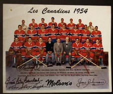 1954 Original Molson Photo Signed x4 HOF'ers Maurice Richard Beliveau Geoffrion 