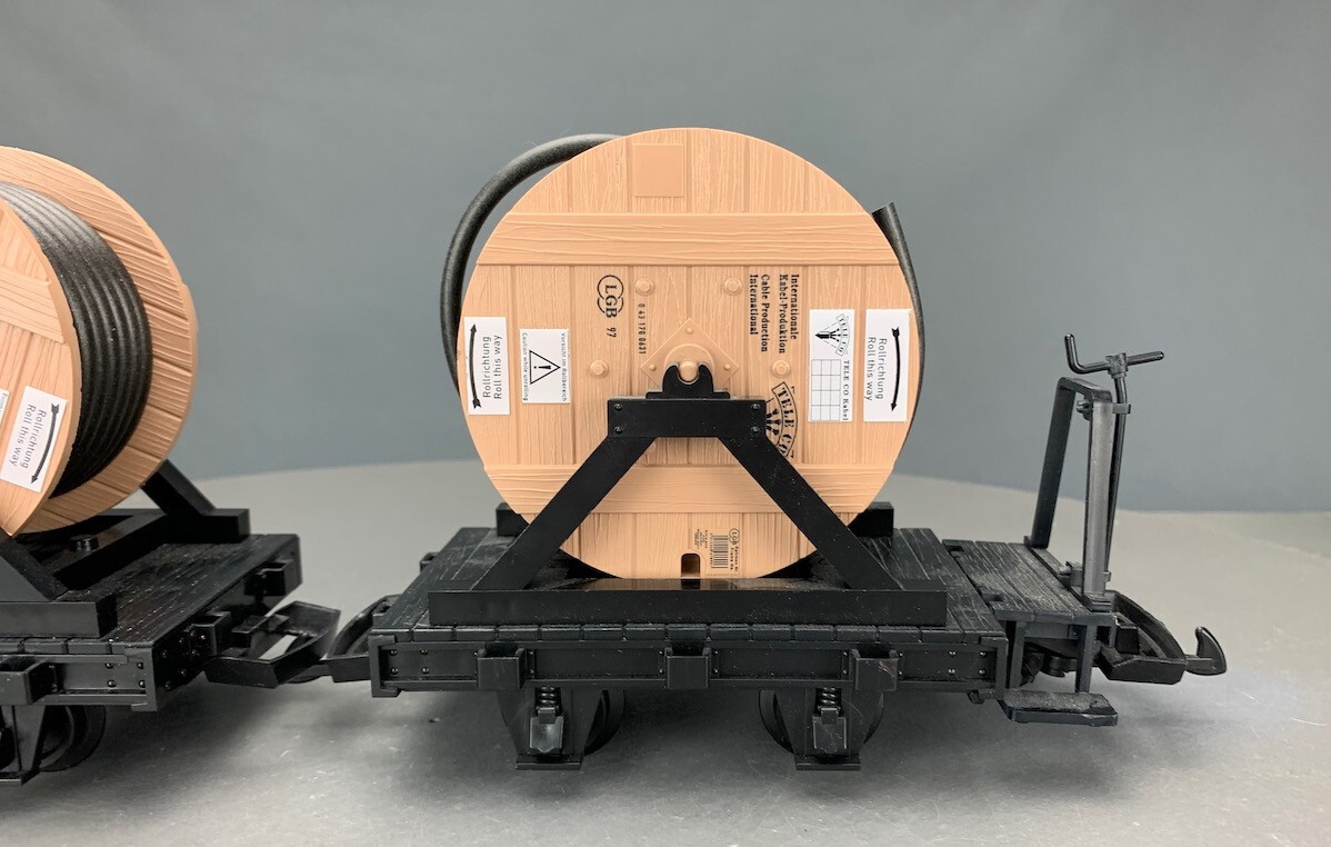 G Scale LGB 43170 *2 FRR TELE CO Reel Cars w/brake platform 2 Car