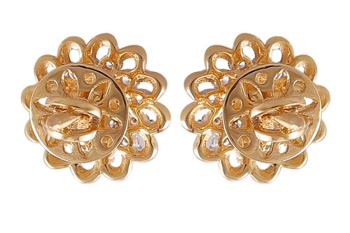 0.85 Cts Round Brilliant Cut Natural Diamonds Stud Earrings In 750 Fine 18K Gold - Picture 3 of 3