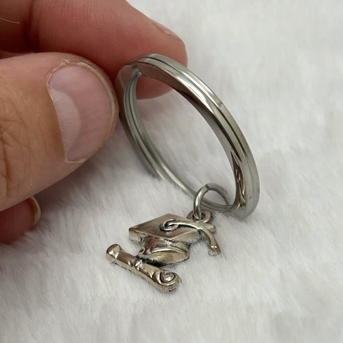 Cap & Diploma Graduation Silver Tone Key Chain - Picture 5 of 8