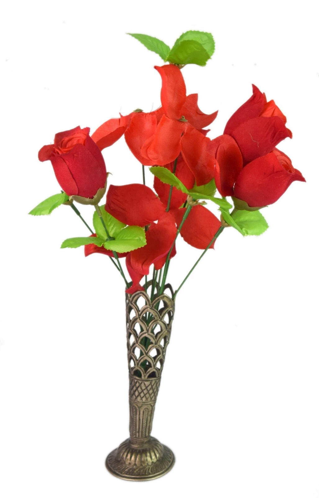 Latón Grabado Trabajo Jarrón Florero Con Jali Corte Diseño Único Mesa Decoración