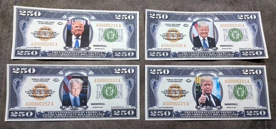 Souvenir 4 Bills United States 250 Dollar 2025 with Donald Trump FREE SHIPPING ! - Image 2 of 4