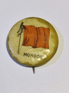 1896 Flag of Morocco Pinback Button Sweet Corporal Cigarettes Whitehead & Hoag