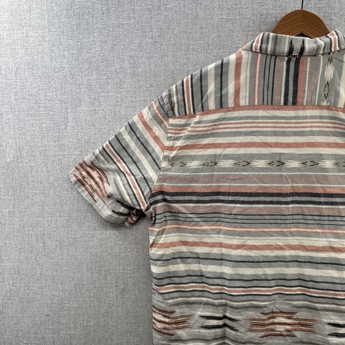 Faherty Coast Shirt Mens XL Blue Striped Aztec Short Sleeve Button Up Pocket - Picture 13 of 15