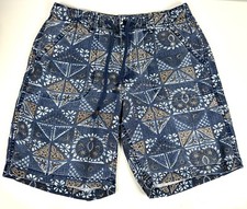 Lucky Brand Floral Shorts Mens Size 34 100 Linen Stretch Pockets Gray EXCELLENT