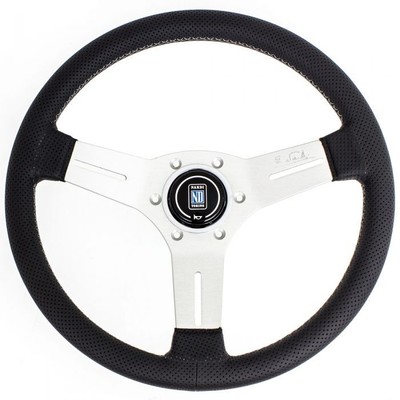 Nardi Competition Lederlenkrad 330 mm mit grauen Nähten und Satinspule