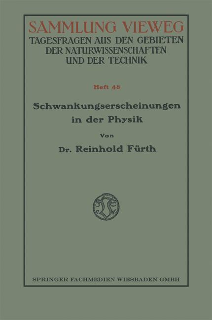 Schwankungserscheinungen In Der Physik | Buch | 9783663198574