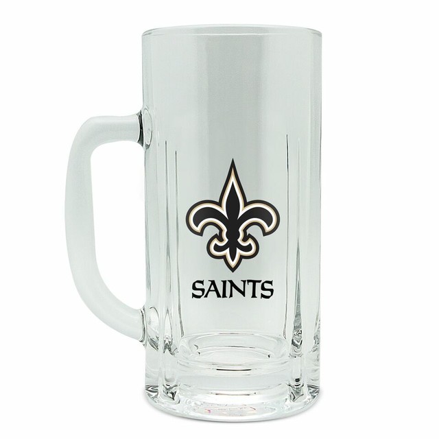 ONE BRILLIANT NEW ORLEANS SAINTS, HEAVY GAGE, CLEAR GLASS BEER MUG eBay