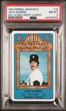 1981 Perma-Graphics Credit Cards #15 Jack Morris Tigers PSA 8