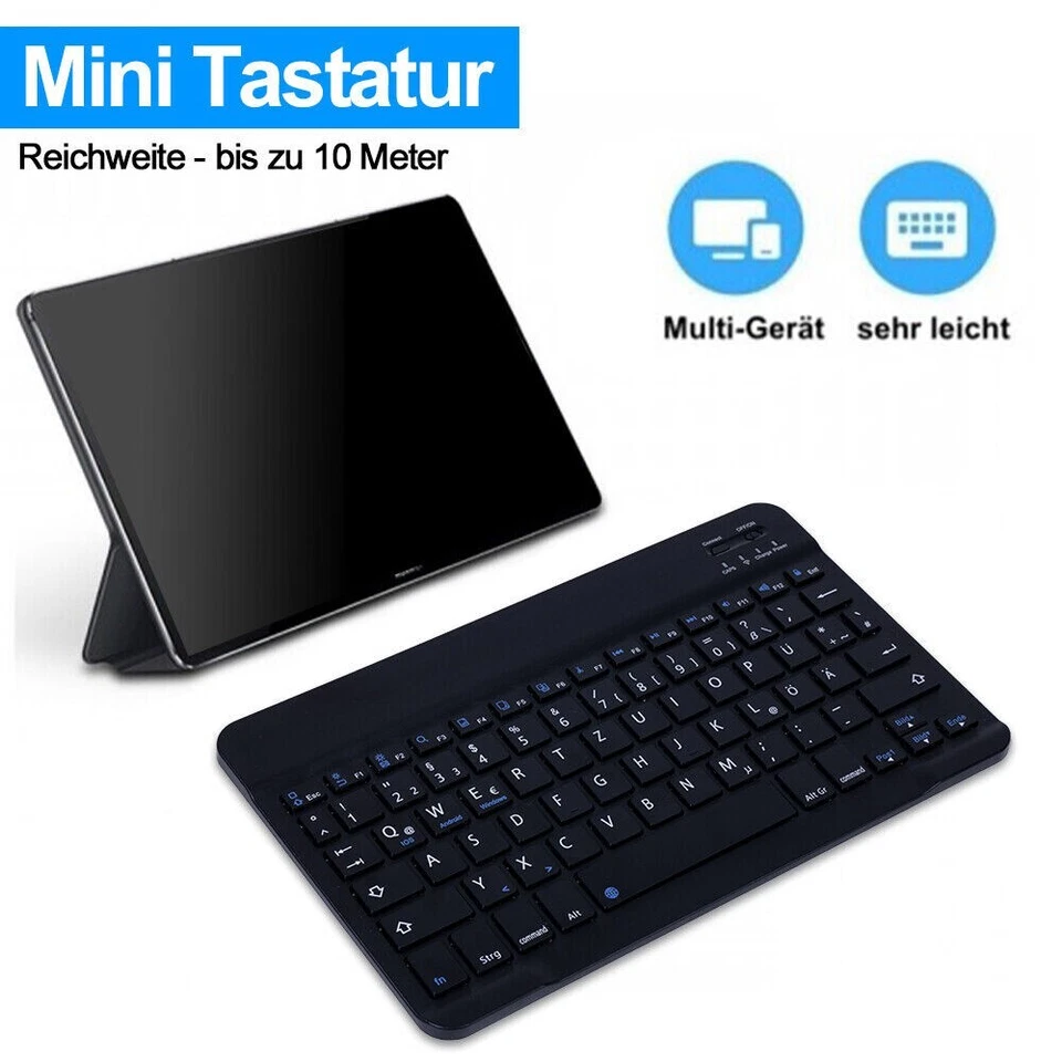 Kabellose Mini Bluetooth Tastatur mit Maus im SET Englisch Layout QWERTY - Bild 3 von 4