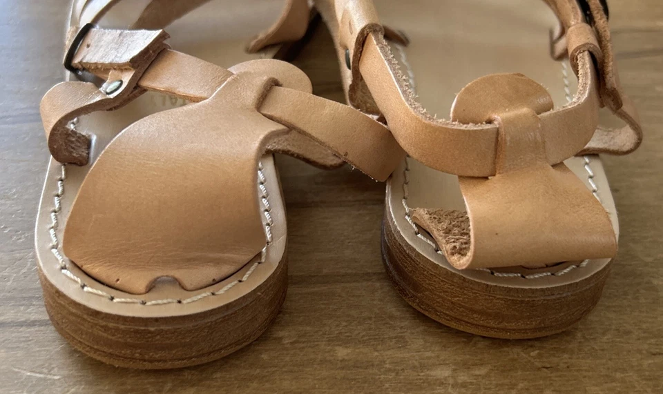 Sandalia Upcycle Seychelles Mujer Cuero Marrón Tostado Gladiador Playa Informal Talla 7 Foto 3 de 4