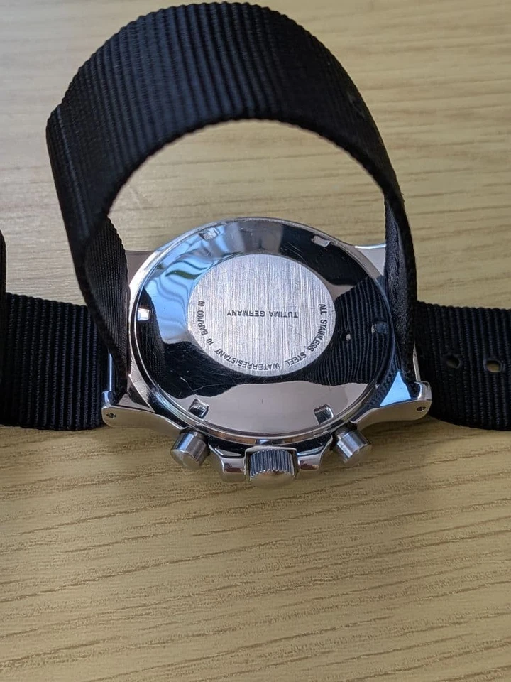 TUTIMA Field Cronógrafo Cuarzo Esfera Negra 38mm De JAPÓN Foto 3 de 4