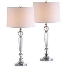 Jonathan Y 29.5 Clear Crystal Table Lamp Set 2 Living Room Bedroom Modern Glam