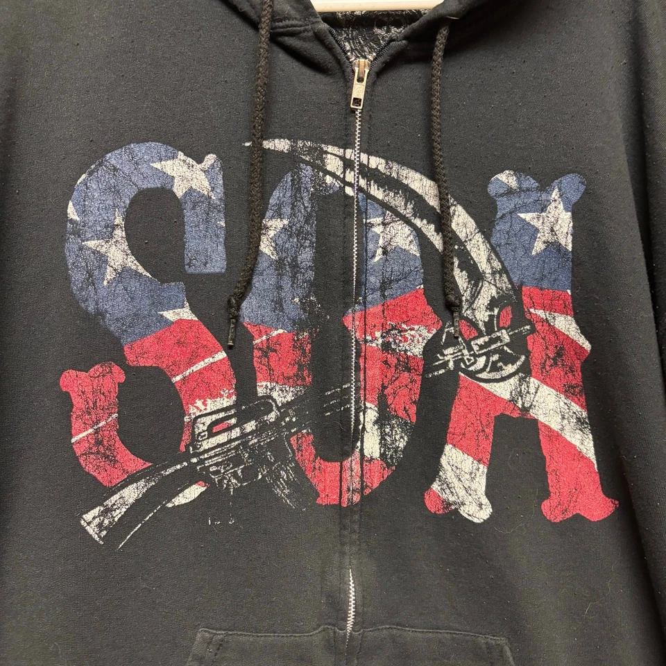 Sons of Anarchy Sudadera con Capucha Cremallera 2XL Bandera Reaper Gráfico Doble Cara Bandera Libertad Foto 2 de 4