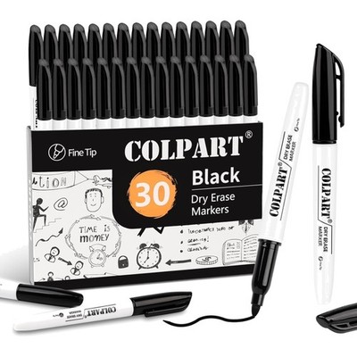 Whiteboard Marker Set Schwarz Fein  30Stück Trocken abwischbar Büro Schule Zu...