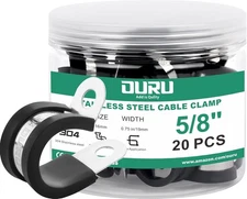 20pcs 5/8 Inch Stainless Steel Cable Clamps,Rubber Coated 5/8" - 20pcs, Black 