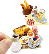 30Pcs Miniature Breakfast Food Kit Cute 1:12 Mini Cakes Toast Dessert Juice Milk