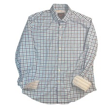 Egara Modern Fit Stretch Non Iron Blue Checkered Dress Shirt Men's XL