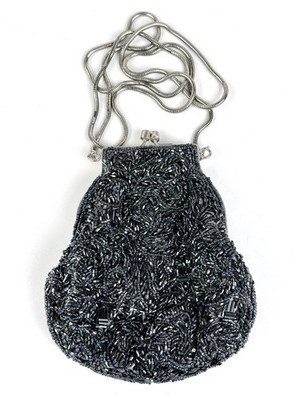 VTG Claudia Barnes Beaded Evening Bag Snake Chain Strap Kiss Clasp Purse Clutch