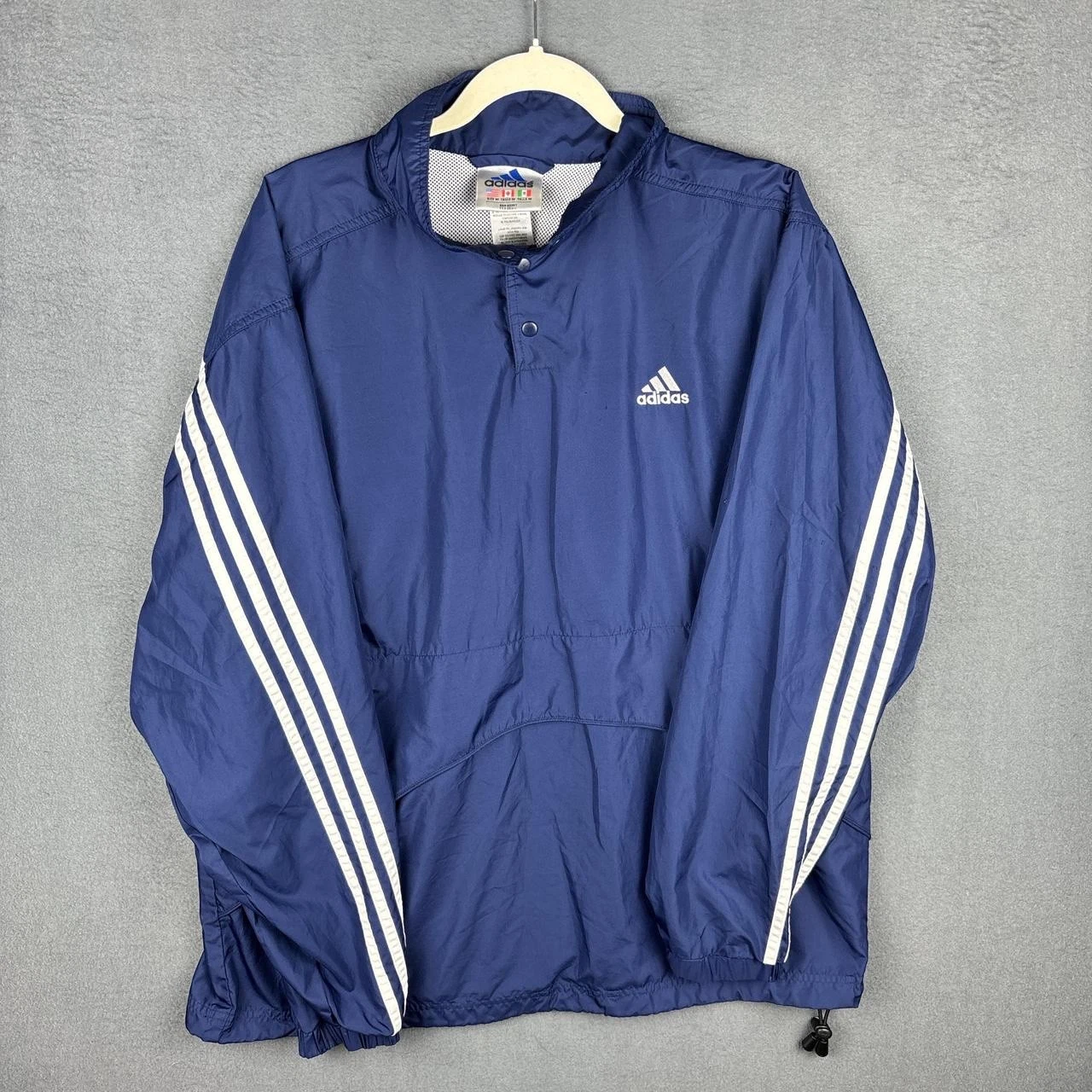 Vintage Y2K Adidas 3 Stripe Pullover Windbreaker Jacket Mens Medium Blue
