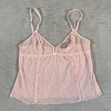 Vintage Y2K Victoria's Secret Angels Mesh Lace Cami Pink Floral Women Medium NWT