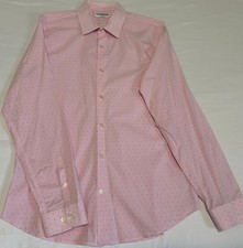 EXPRESS Shirt Mens Size Large Button Up Long Sleeve Extra Slim Pink-White.