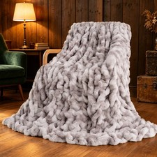 Ultra Soft Luxury Faux Fur Throw Blanket for Counch,Fuzzy Fluffy Plush Warm Cozy