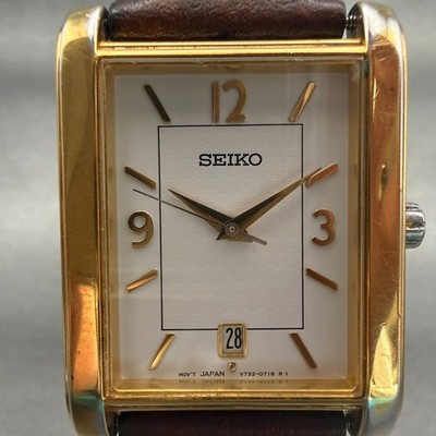 腕時計7点　SEIKO renoma 他　ノーブランドジャンク品 Seiko Watch Men 28mm White Dial Gold Tone Date Rectangle V732-0449