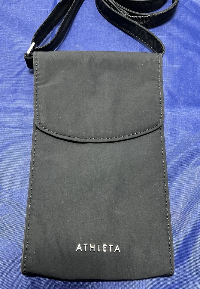 Bolsa tiracolo Athleta All About Phone mini bolsa preta microfibra bolso com zíper - Imagem 3 de 4