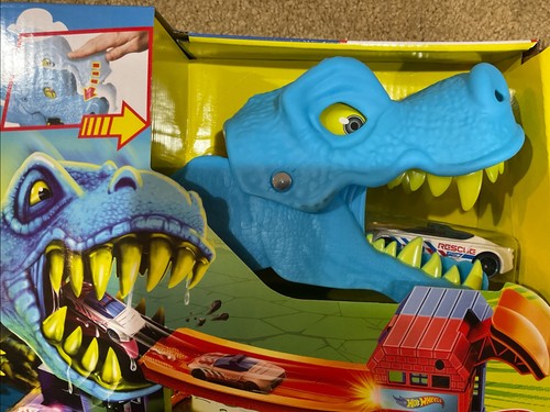 Hot Wheels City T-Rex Chomp Down Track 2022 Mattel Blue Dinosaur Dino NEW! - Picture 8 of 10