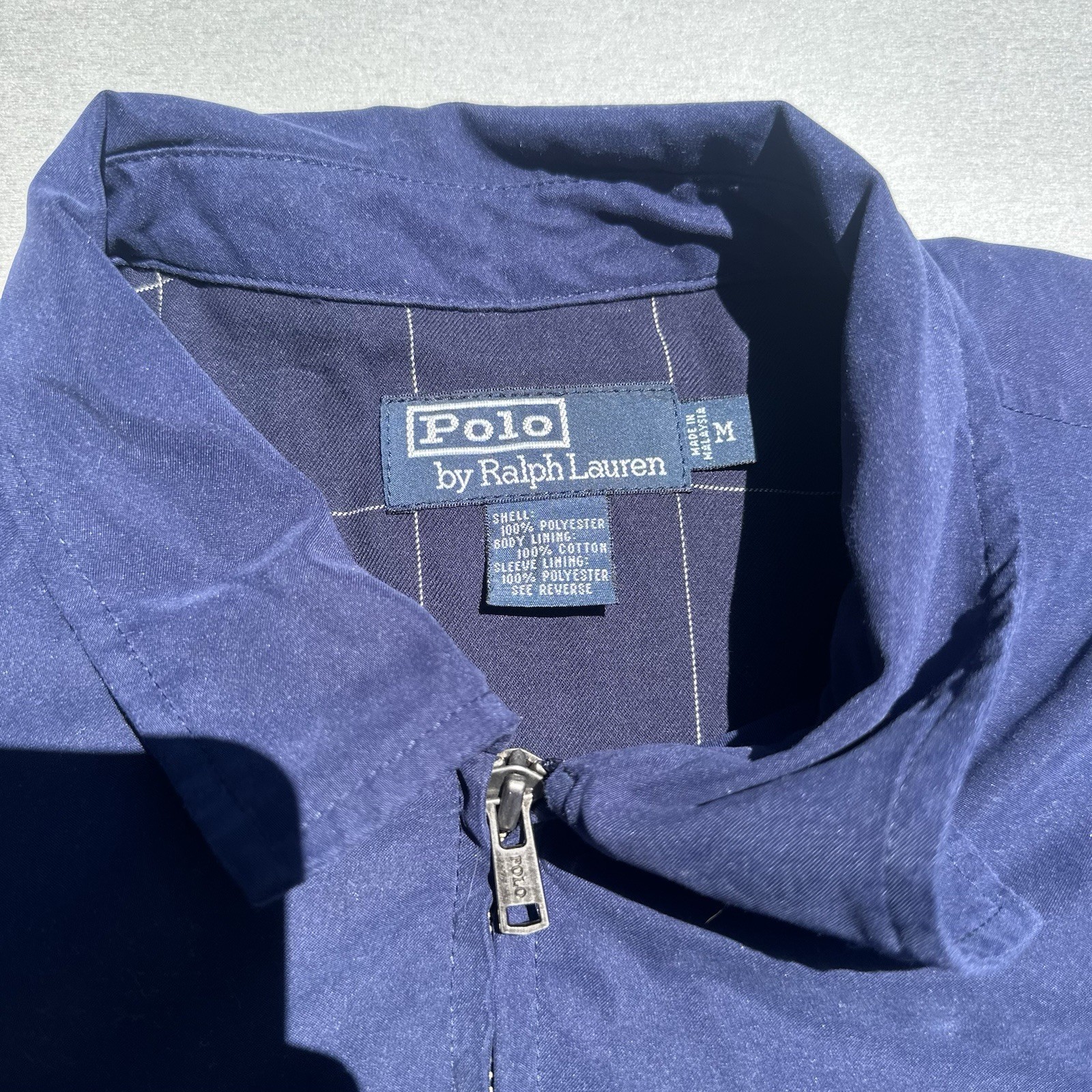 Giacca Vintage Polo Ralph Lauren Uomo Meidum Blu Golf Harrington Pony Preppy