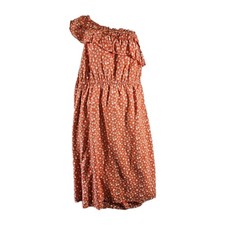 Lane Bryant Dress Womens 26 One Shoulder Ruffle Polka Dot Summer Boho Knee