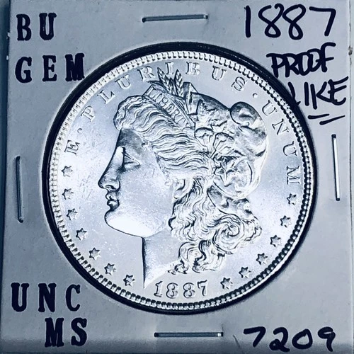 1887 BU GEM MORGAN SILVER DOLLAR UNC MS+++ U.S. MINT RARE COIN 7209