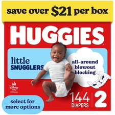 Huggies Little Snugglers Fragrance Free Baby Diapers, Size 2 12-18 lbs , 144 Co
