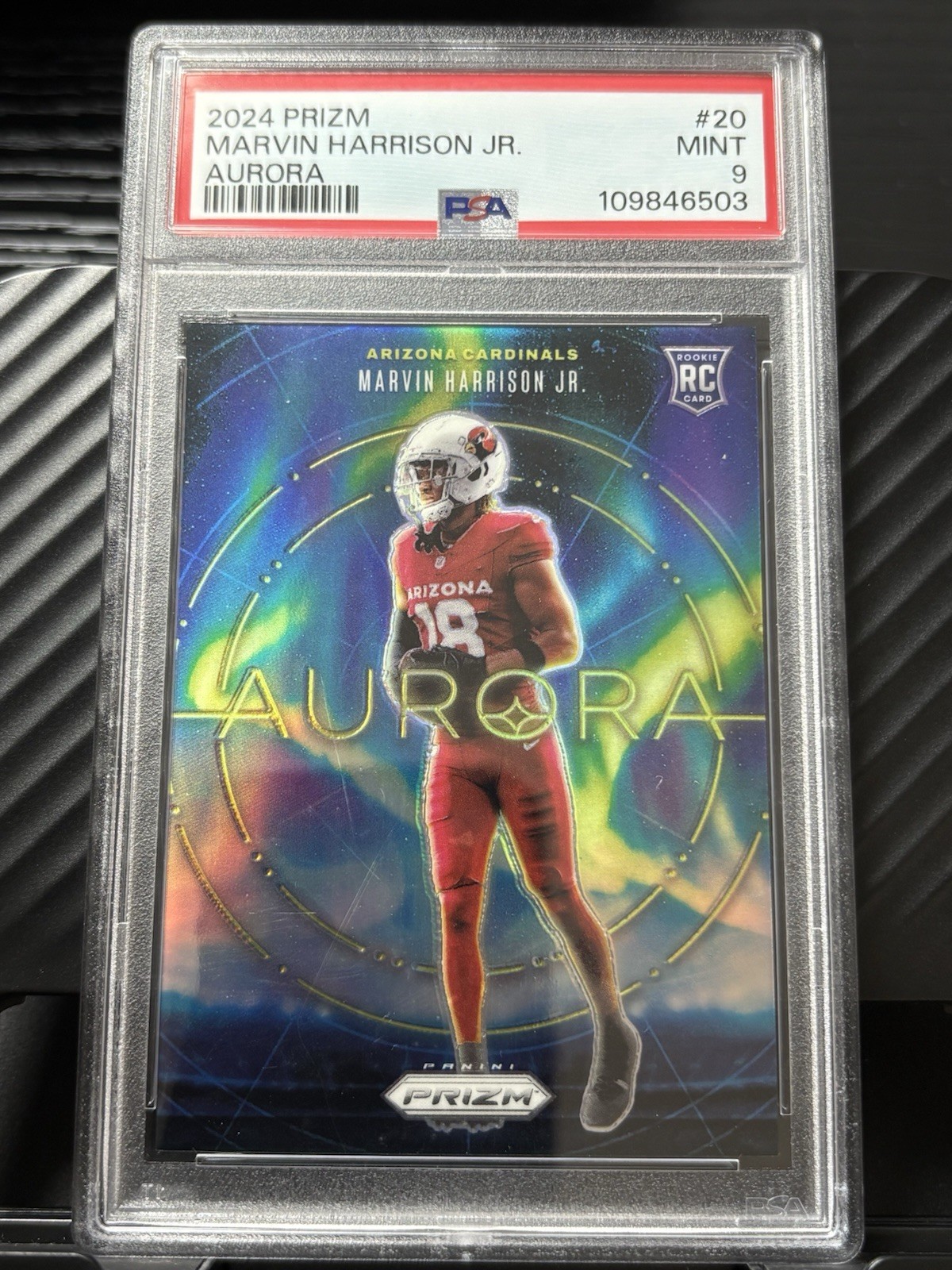 2024 Panini Prizm - Aurora Marvin Harrison Jr. #20 (RC) PSA 9 view 1