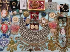 JEWELRY Lot 35p CROWN TRIFARI 925 LOFT Hold Case brooches,rings F.Cameos Vtg-Now