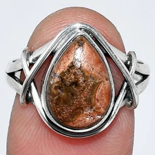 Natural Poppy Jasper 925 Sterling Silver Ring s.8 Jewelry R-1054